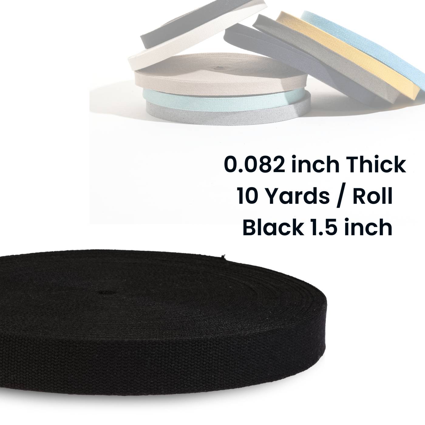 Black- 1.5 Inch 10 Yards Heavy Cotton Webbing Strap