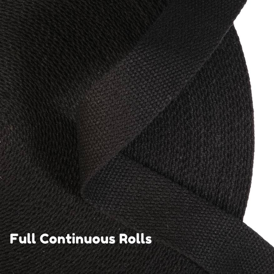 Black- 1.5 Inch 10 Yards Heavy Cotton Webbing Strap
